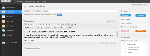 simplicity of clubhosting website update tools